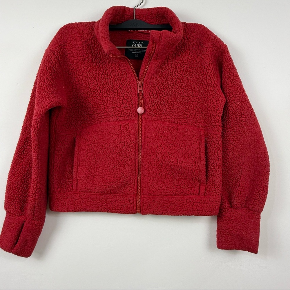 Athleta Girl So Toasty Tugga Sherpa Jacket Red Full Zip Size S/7 - Picture 4 of 11